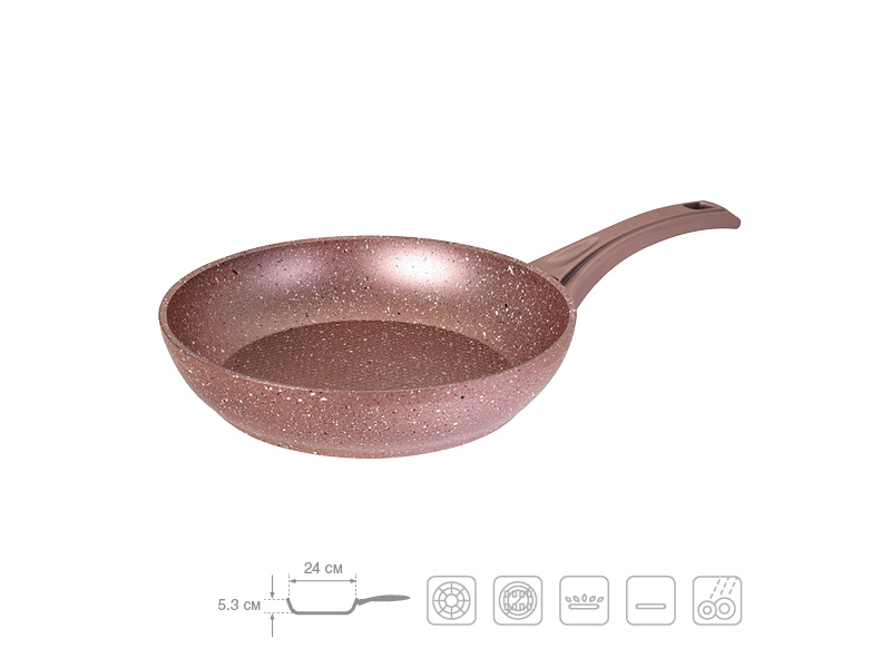 фото Алюминиевая сковорода с антипригарным покрытием oursson pf2424g/rg - розовый