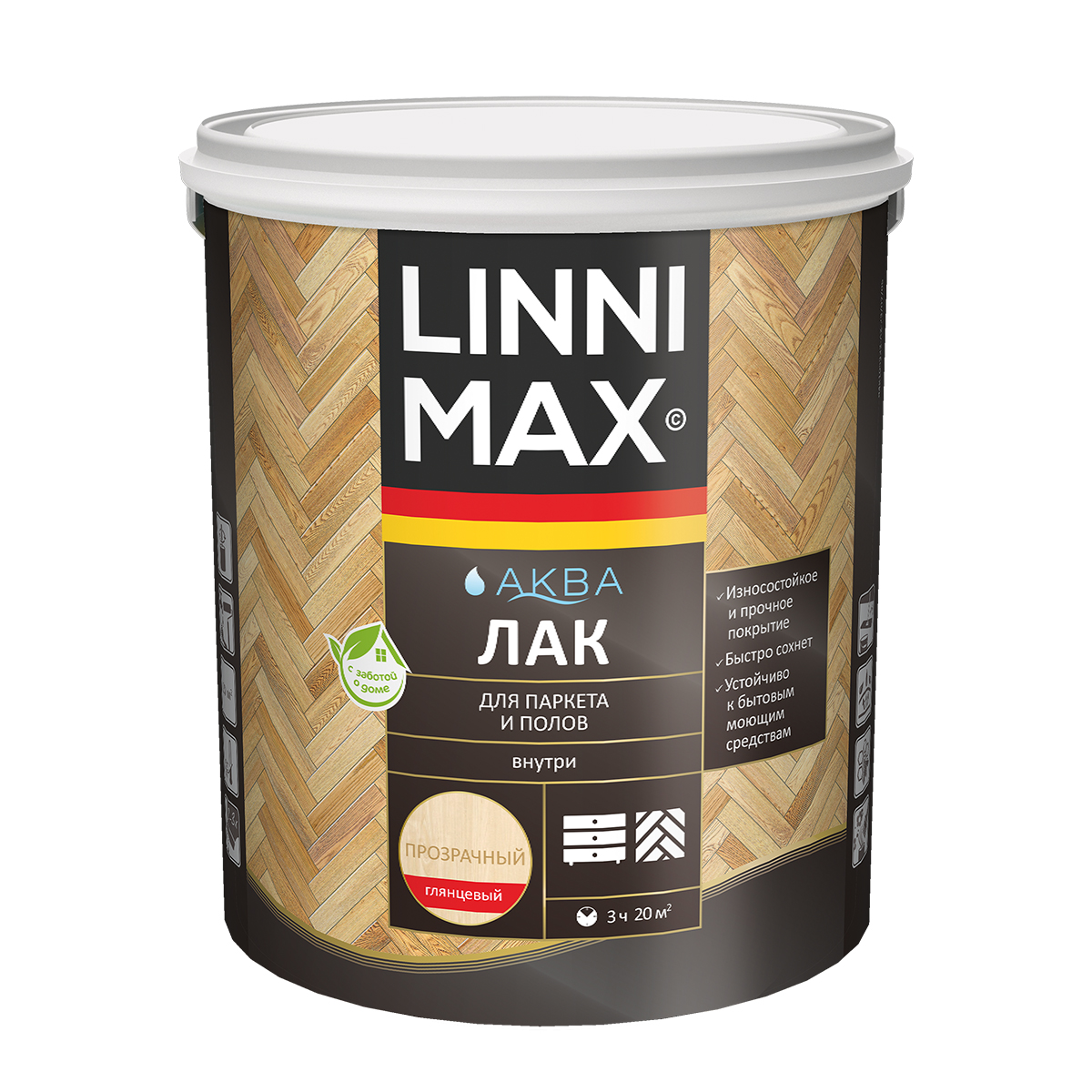 Лак для паркета и мебели Linnimax, акриловый, глянцевый, 2,5 л воск для фактурных покрытий decoro lucido cera глянцевый 1кг