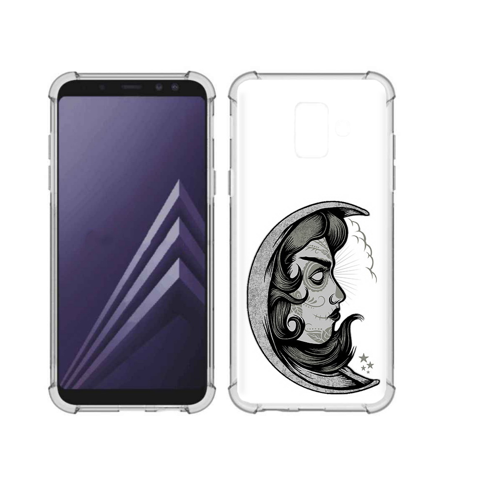 

Чехол MyPads Tocco для Samsung Galaxy A6 (2018) черно белая луна с лицом, Прозрачный, Tocco