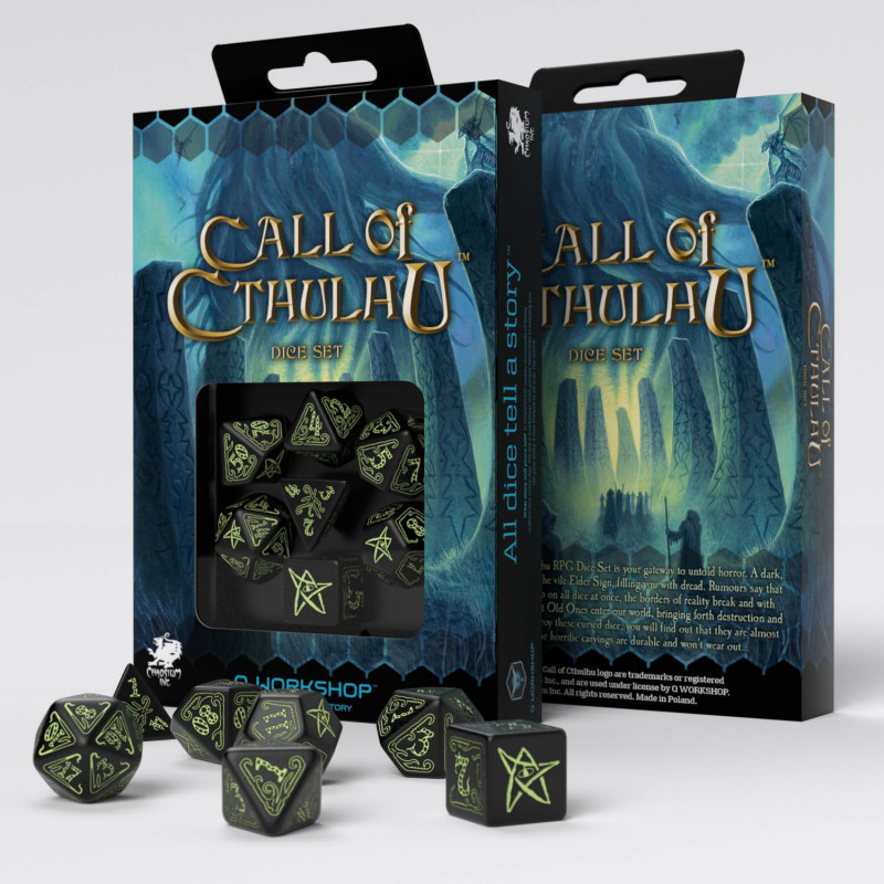 

Настольная игра Q-Workshop Call of Cthulhu Black & glow-in-the-dark Dice set 7, SCTH07, Черный