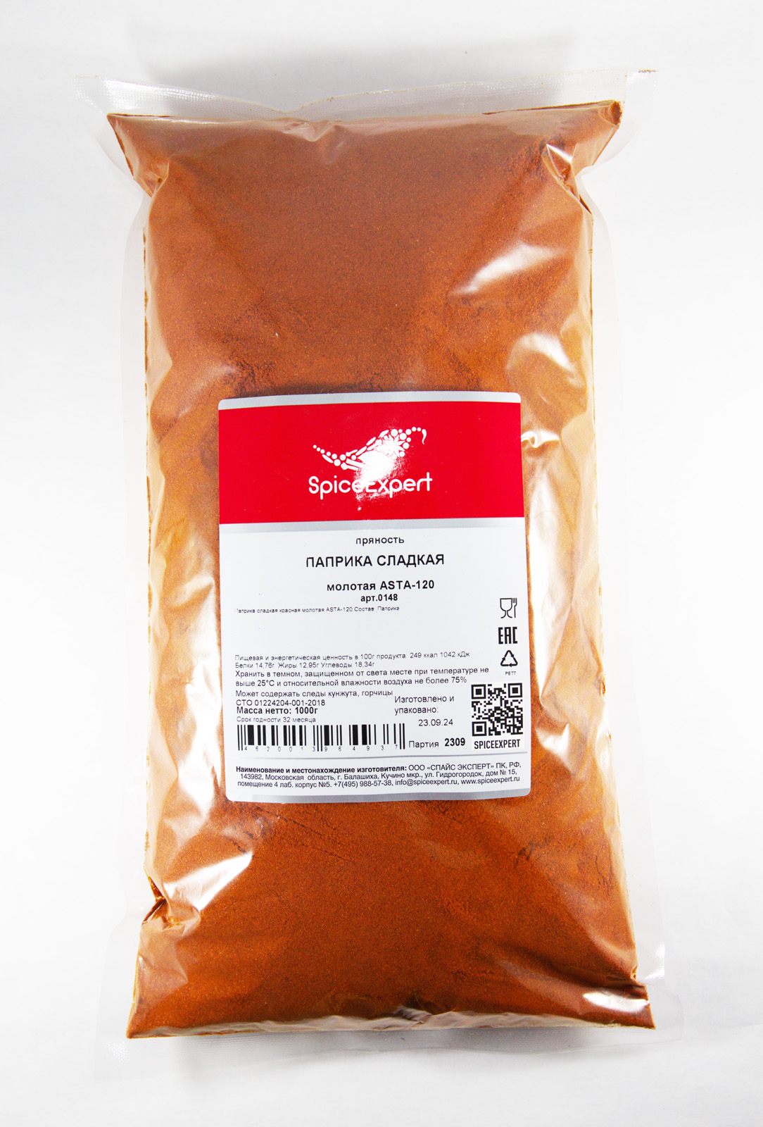 

Паприка сладкая молотая ASTA-120 1000гр пакет SpicExpert