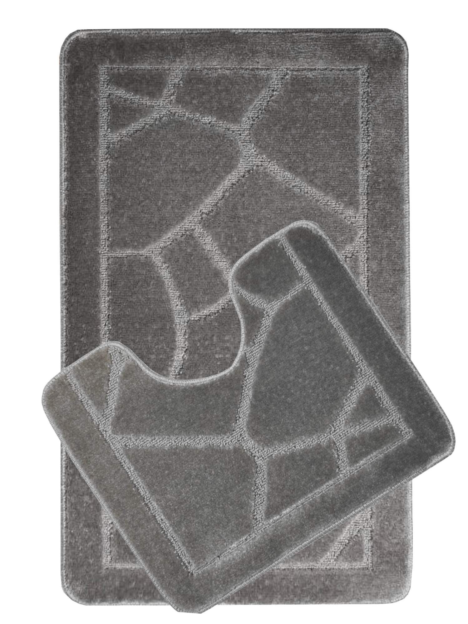 Набор ковриков для ванной и туалета Eurobano 100*60+60*50 см. Светло-серый