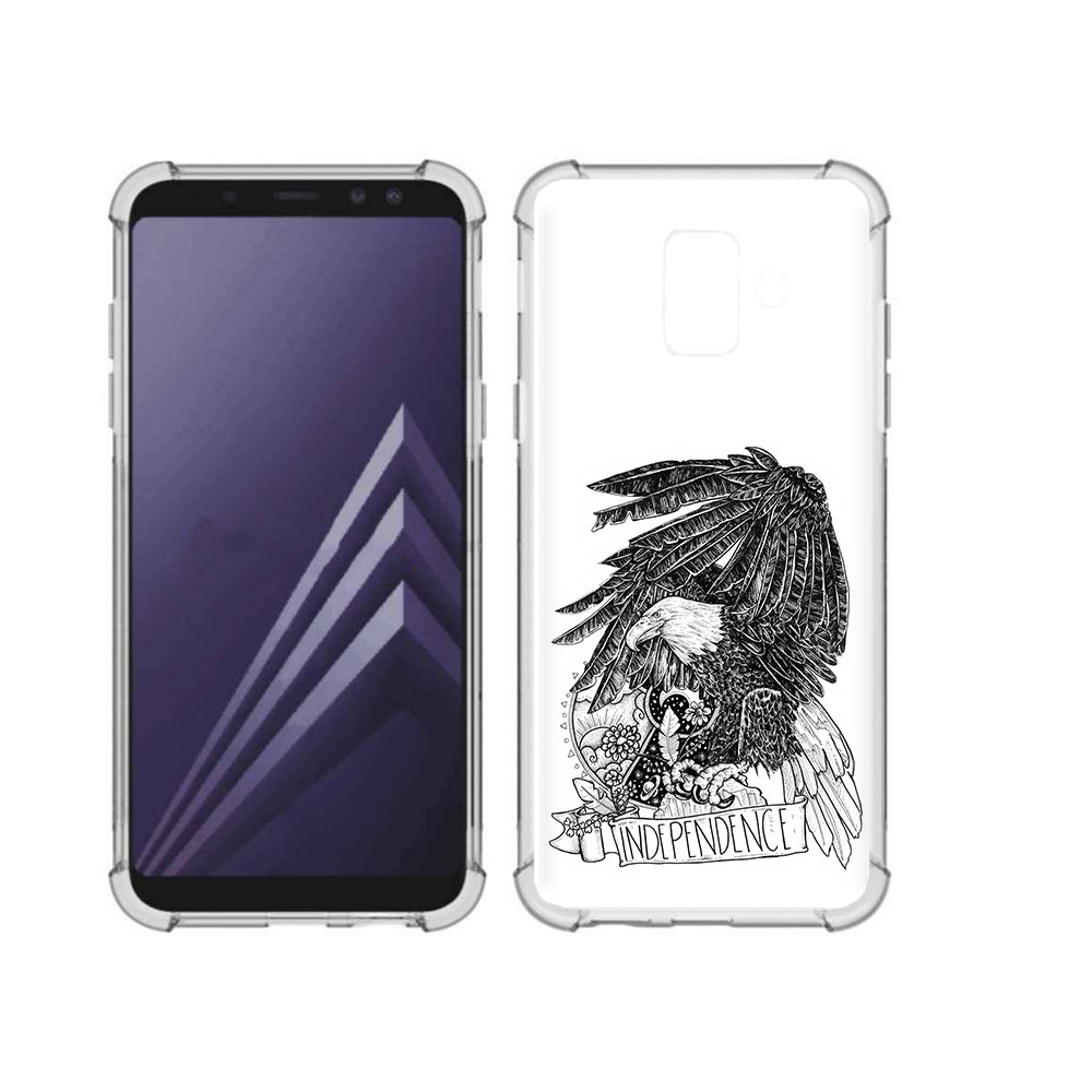 

Чехол MyPads Tocco для Samsung Galaxy A6 (2018) черно белый сокол (PT111558.582.688), Прозрачный, Tocco