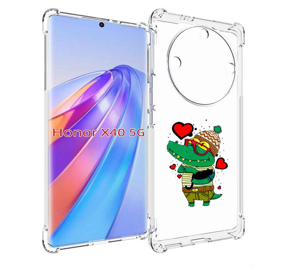

Чехол MyPads Влюбленный крокодил для Honor X40, Прозрачный, Tocco