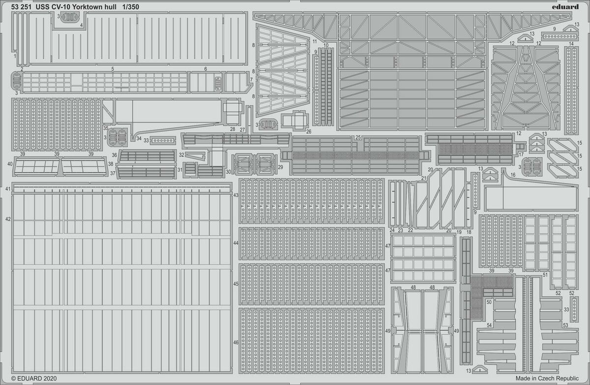 

Фототравление Eduard 53251 0 USS CV-10 Yorktown hull TRUMPETER 1/350, Однотонный