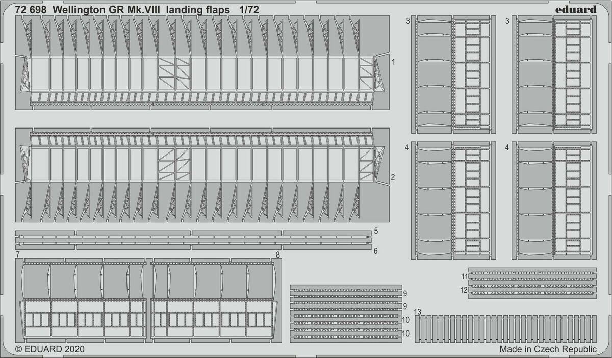 

Фототравление Eduard 72698 Wellington GR Mk.VIII закрылки AIRFIX 1/72, Однотонный
