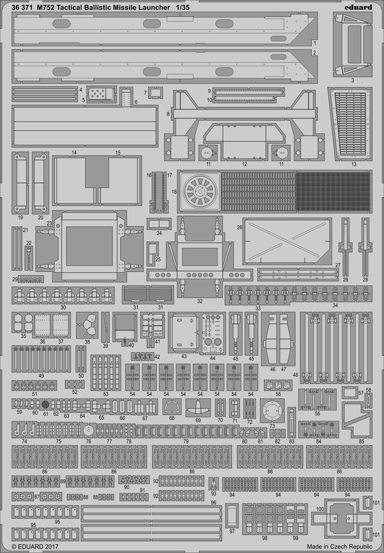 

Фототравление Eduard 36371 M752 тактическая баллистическая ракетная установка 1/35, Однотонный