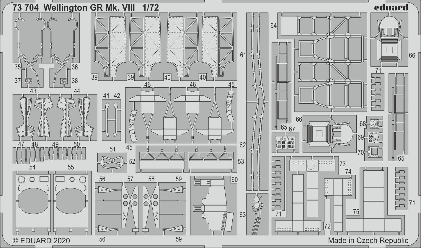 

Фототравление Eduard 73704 Wellington GR Mk.VIII AIRFIX 1/72, Цветной