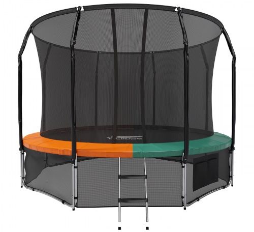 фото Батут eclipse space twin 14 футов с лестницей и нижней сетью green/orange