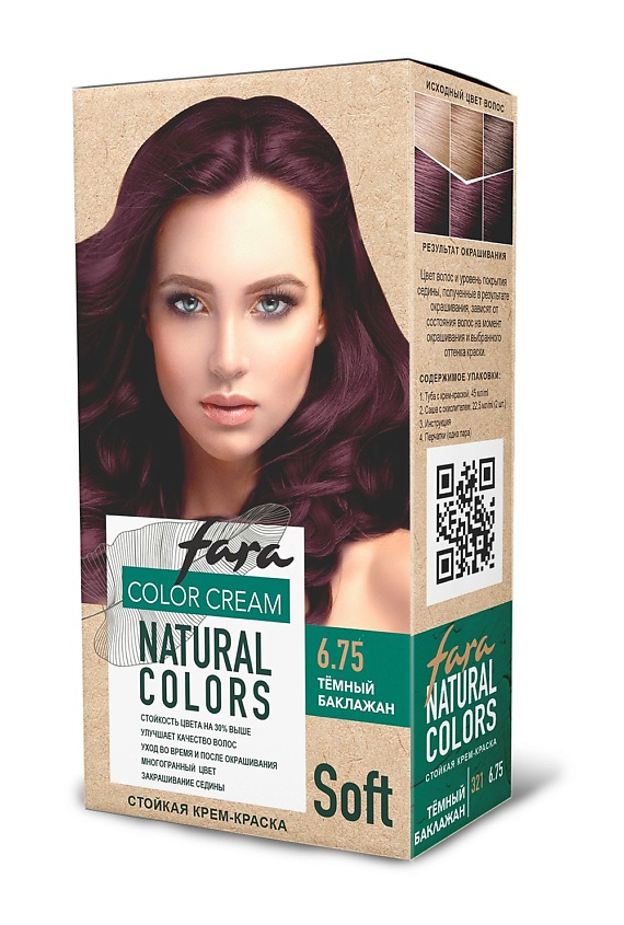 фото Краска для волос fara natural colors soft тон 321-тёмный баклажан, 270 мл