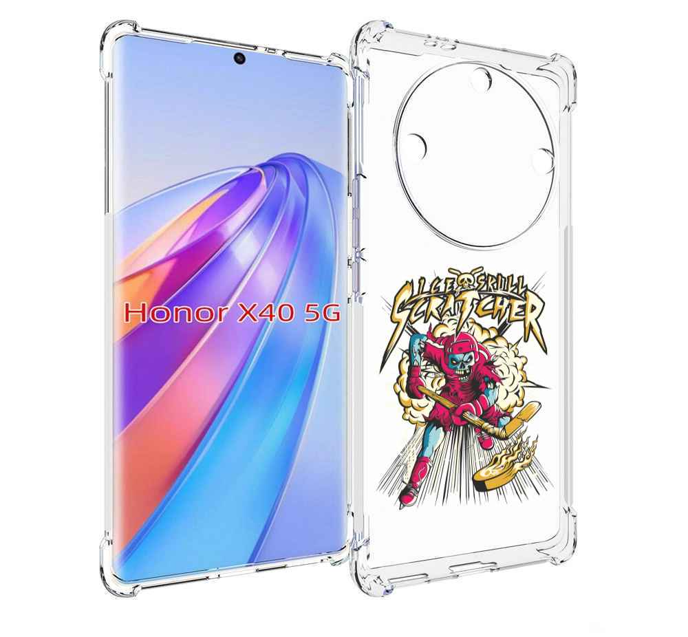 

Чехол MyPads нарисованный скелет хоккеист для Honor X40, Прозрачный, Tocco