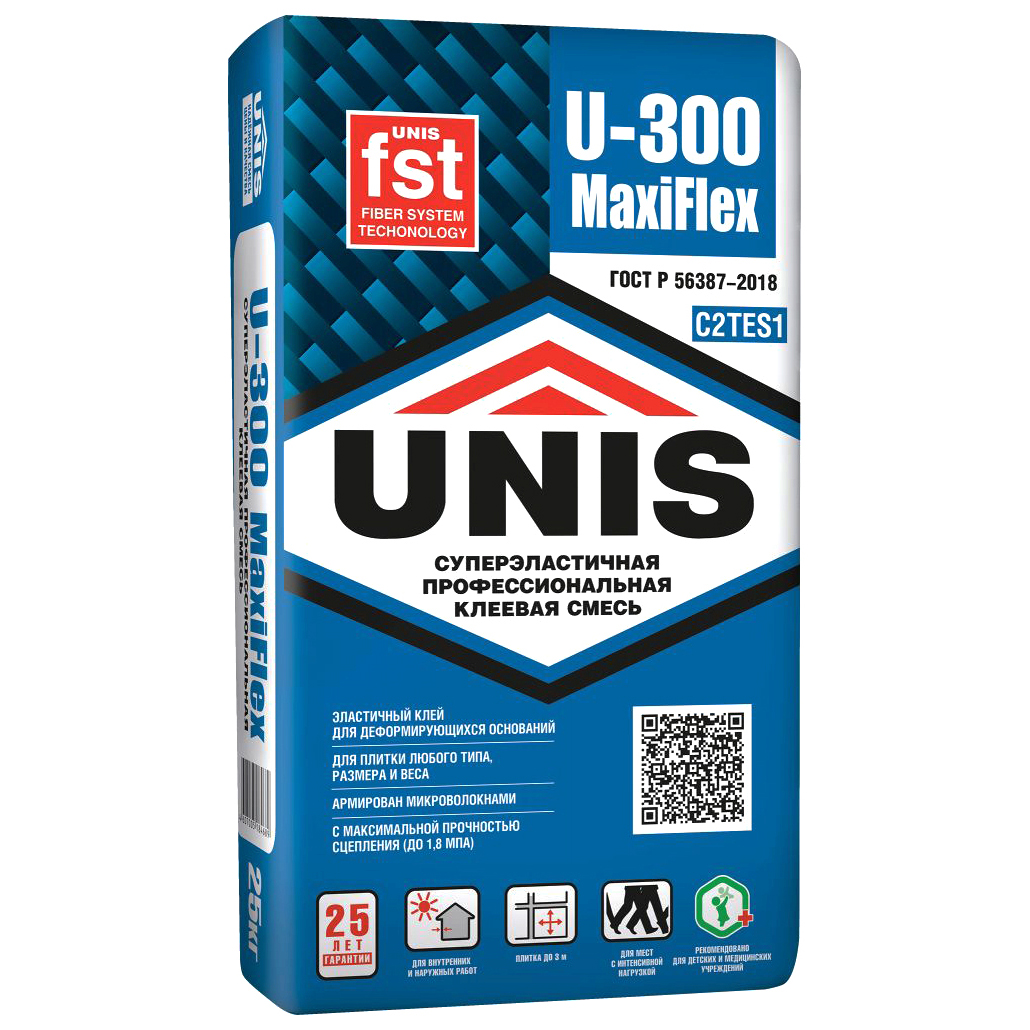 фото Клей unis u-300 maxiflex плиточный 25 кг