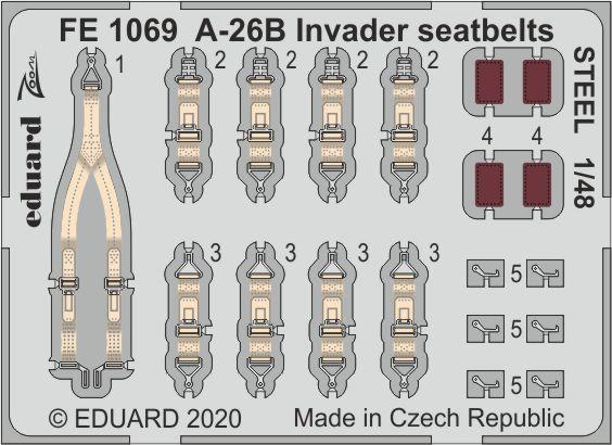 

Фототравление Eduard FE1069 A-26B Invader ремни безопасности STEEL ICM 1/48