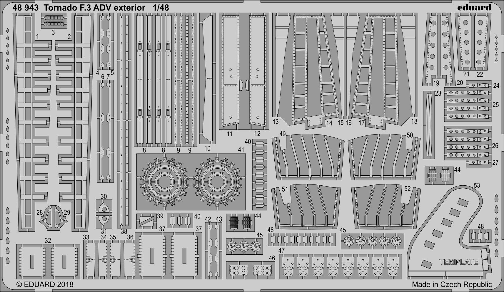 

Фототравление Eduard 48943 Tornado F.3 ADV экстерьер 1/48, Однотонный