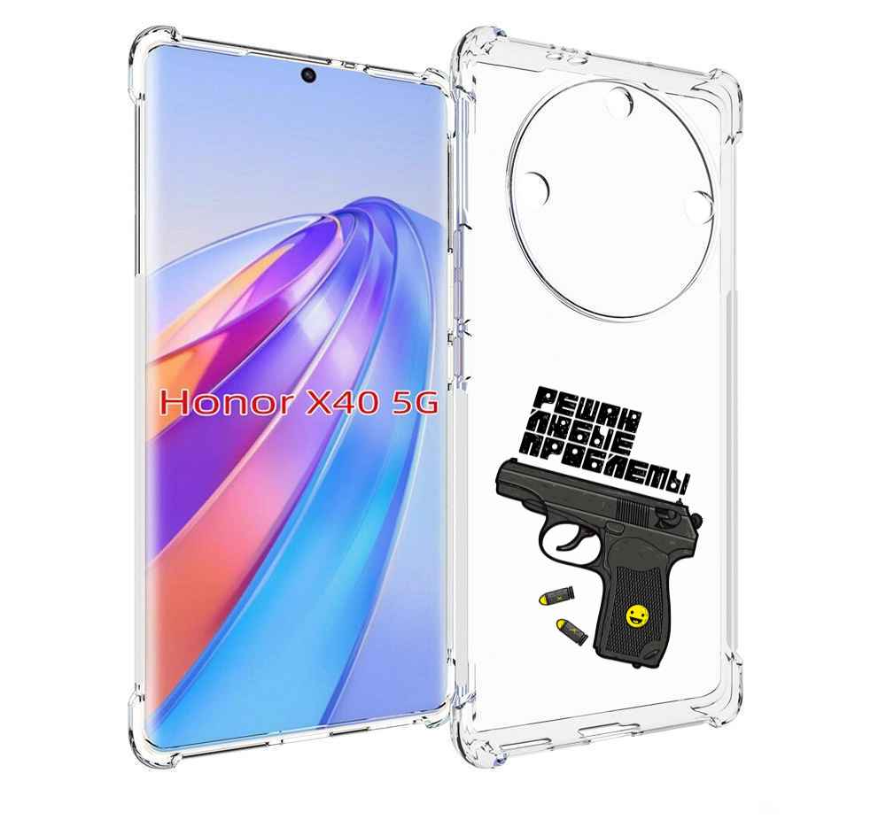 

Чехол MyPads пистолет против проблем для Honor X40, Прозрачный, Tocco