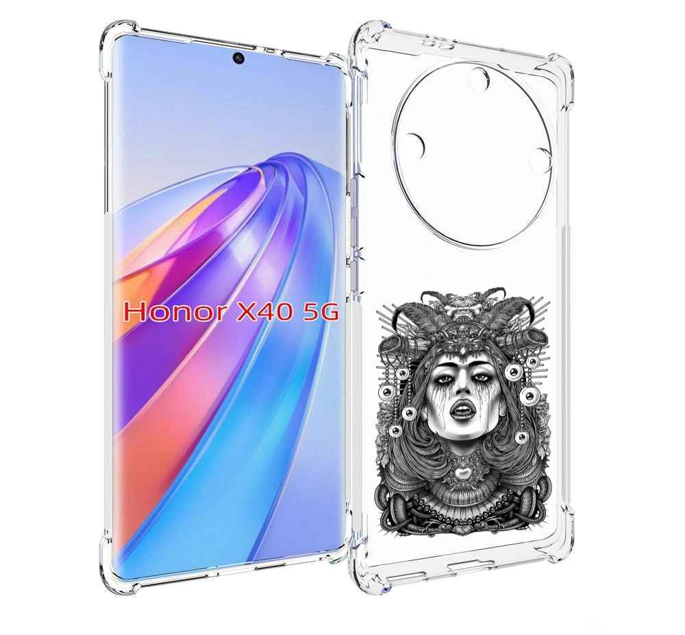 

Чехол MyPads портрет девушки черно белый для Honor X40, Прозрачный, Tocco