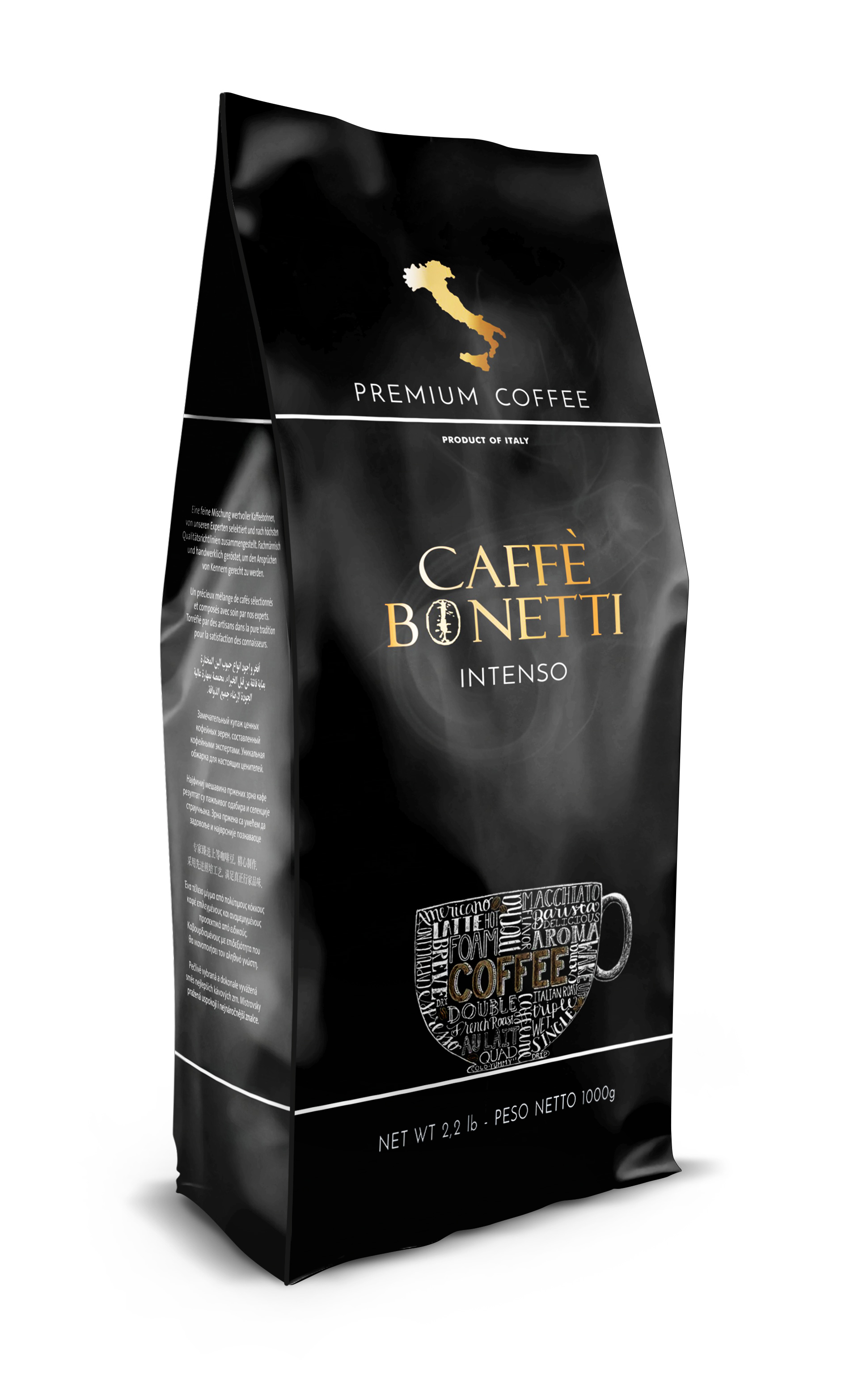 

Кофе в зернах Caffe Bonetti Intenso, 30% арабика, 70% робуста, 1 кг, BII-009