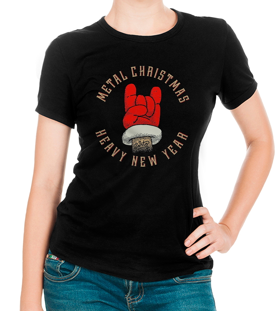 

Футболка женская Dream Shirts Metal Christmas черная 2XL, Черный, Metal Christmas