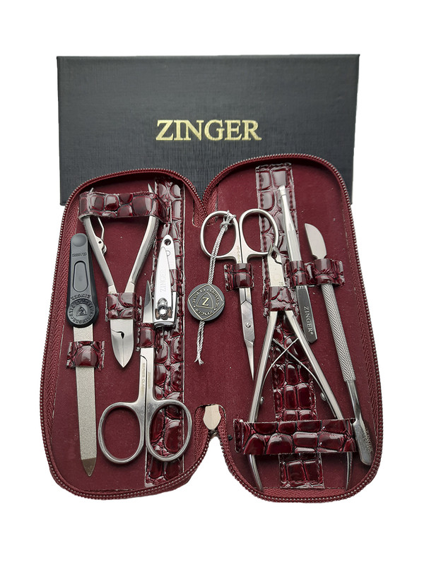 Маникюрный набор, ZINGER, MS-7106, 8 предметов, чехол малиновый крокодил детский подарочный набор сумка брошь малиновый