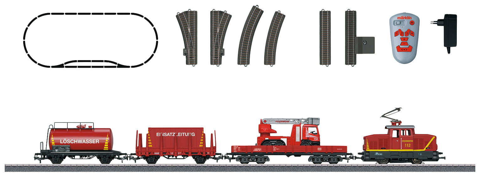 фото Стартовый набор железной дороги "поезд пожарной службы", арт. 029752 (h0, 1:87) marklin