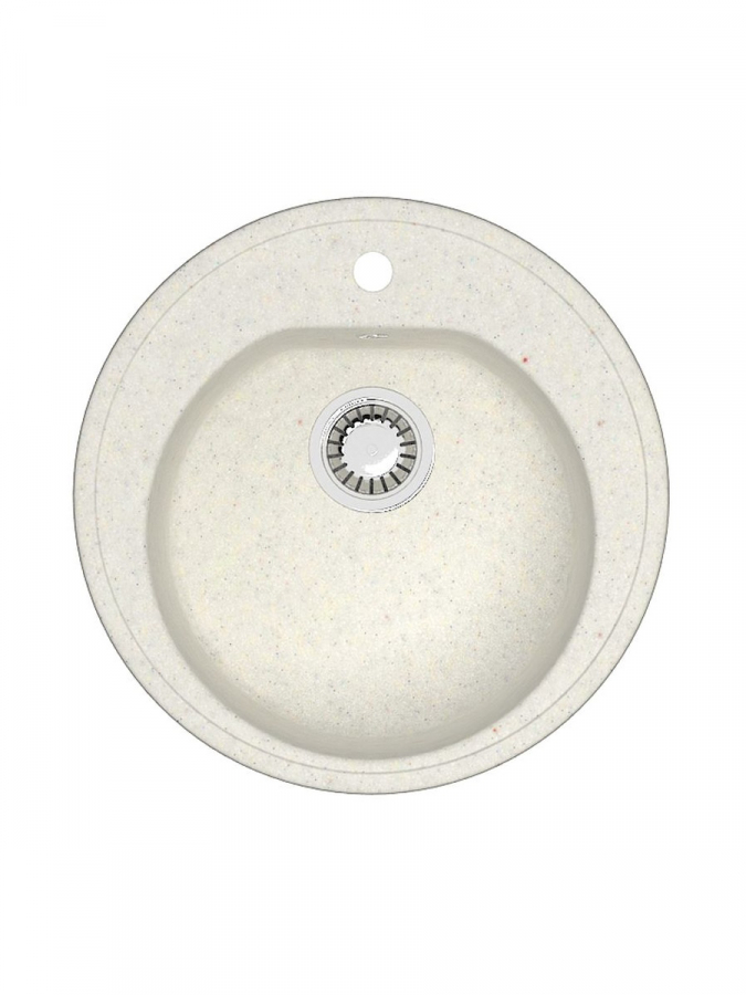 фото Мойка кухонная teymi lina d51, круглая, белая (хлопок) матовая t120103
