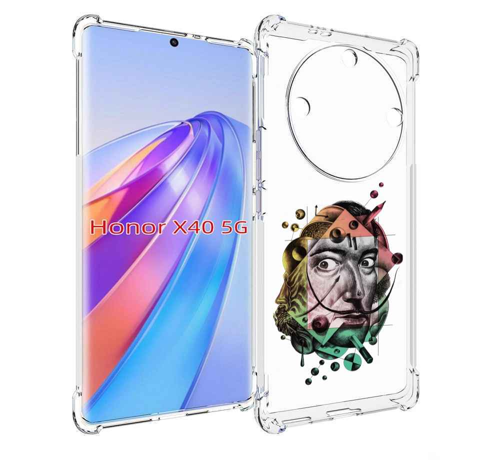

Чехол MyPads разноцветное лицо абстракция для Honor X40, Прозрачный, Tocco