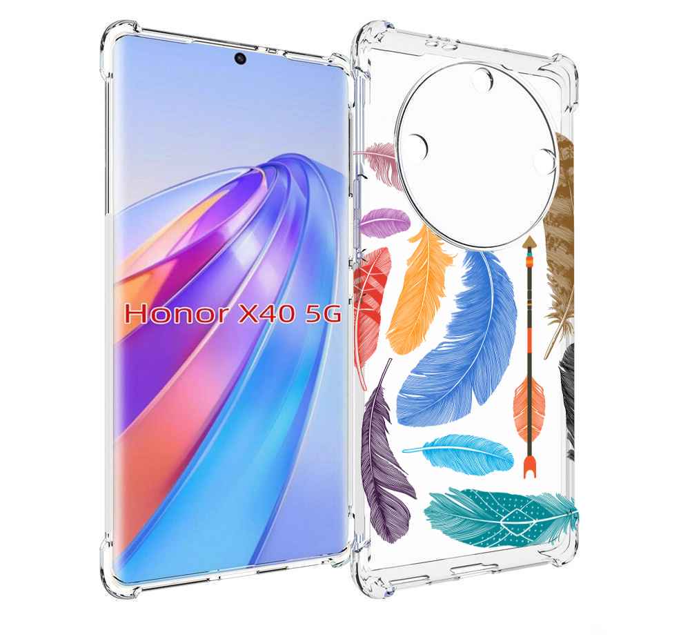

Чехол MyPads разноцветные перья для Honor X40, Прозрачный, Tocco