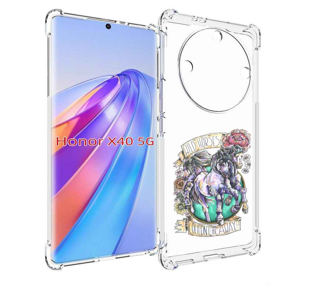 

Чехол MyPads рисунок коней в цветах для Honor X40, Прозрачный, Tocco