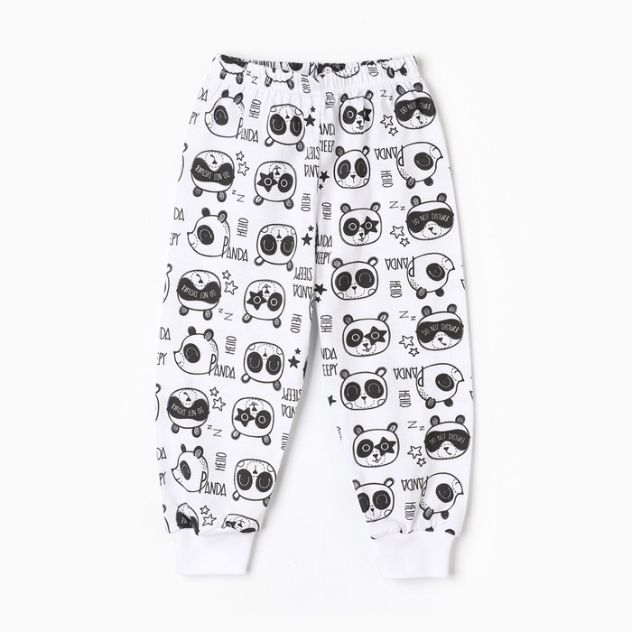 Штанишки детские на манжете, цвет белый/панды, рост 86 см