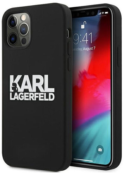 фото Чехол cg mobile karl lagerfeld liquid silicone stack logo hard для iphone 12/12 pro черный