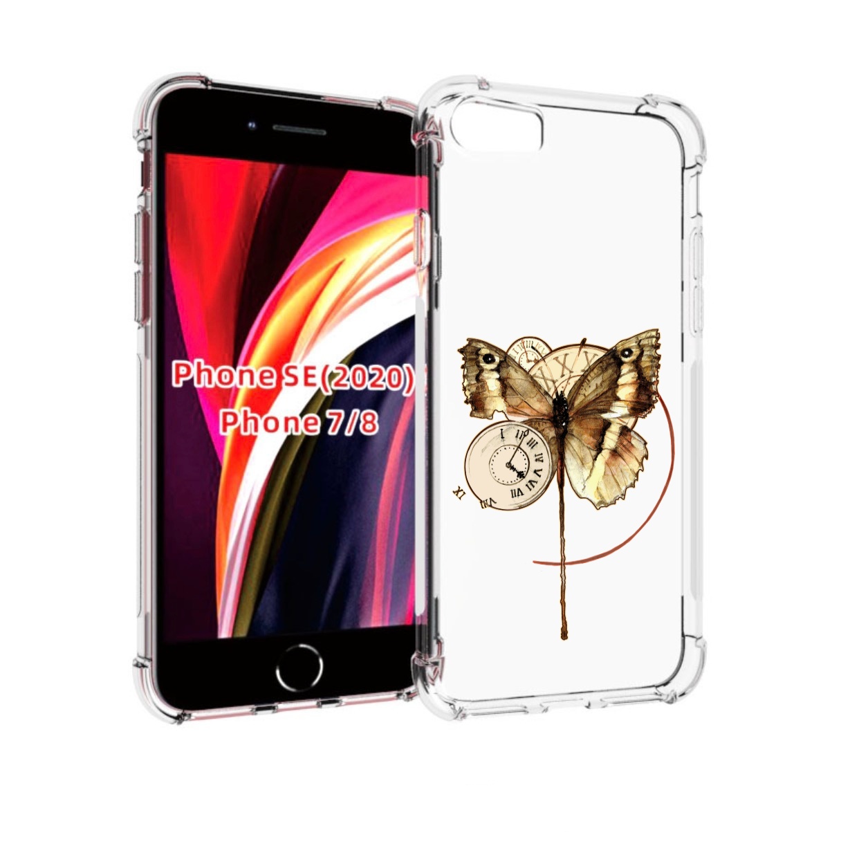 

Чехол MyPads старинные часы с бабочкой для iPhone 7 4.7 / iPhone 8 / iPhone SE 2 (2020), Прозрачный, Tocco