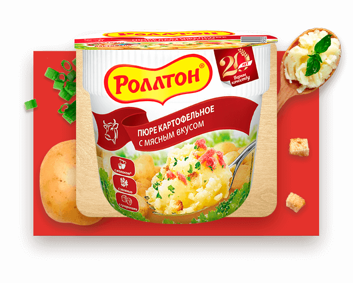 

Пюре Роллтон картофельное с мясным вкусом