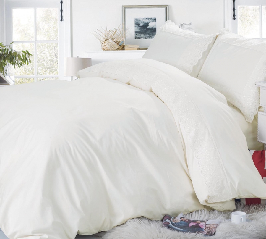 

Комплект постельного белья Сайлид поплин с кружевом 9A, Евро