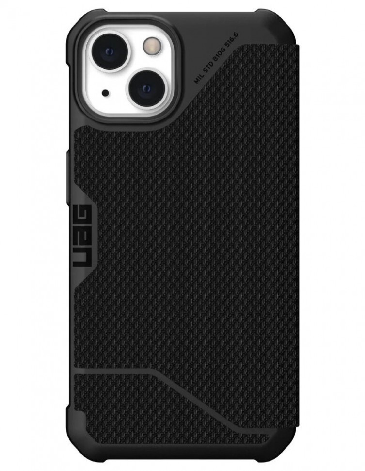 фото Чехол-книжка uag metropolis series iphone 13, черный кевлар