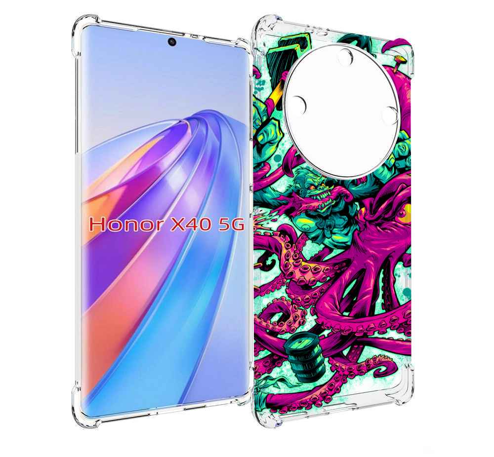 

Чехол MyPads фиолетовый кракен для Honor X40, Прозрачный, Tocco
