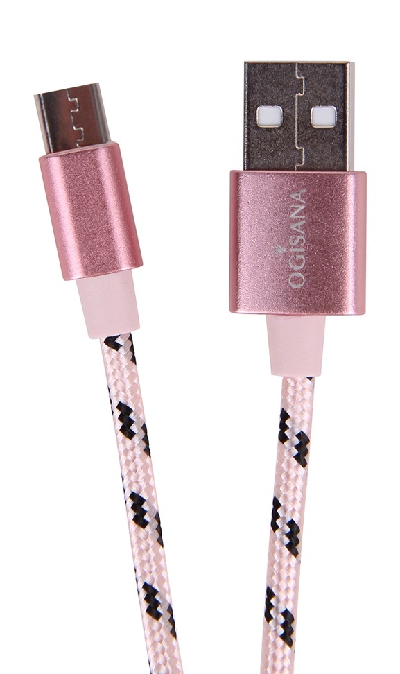 Кабель для зарядки OGISANA A28224-3 micro USB - USB 1 м розовый 199₽