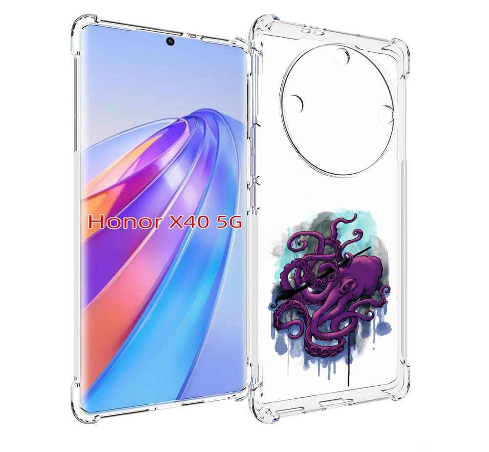 

Чехол MyPads фиолетовый осьминог для Honor X40, Прозрачный, Tocco