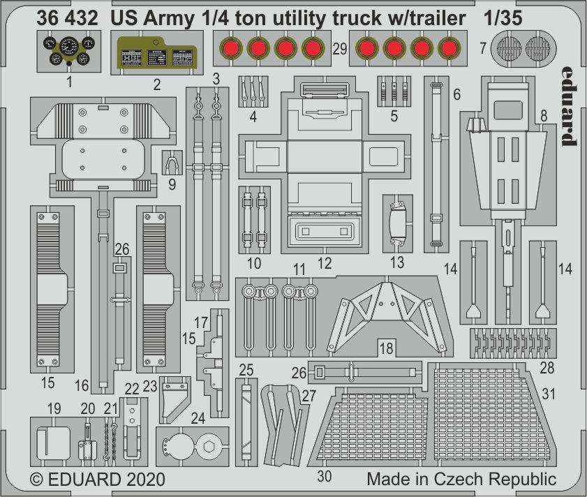 

Фототравление Eduard 1/32 US Army 1/4 ton utility truck w/ trailer