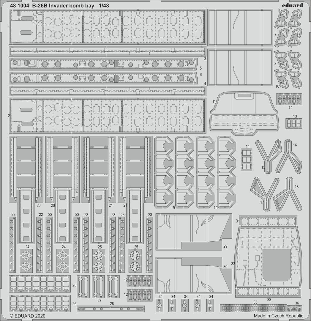 

Фототравление Eduard 481004 B-26B Invader бомболюк 1/48, Однотонный