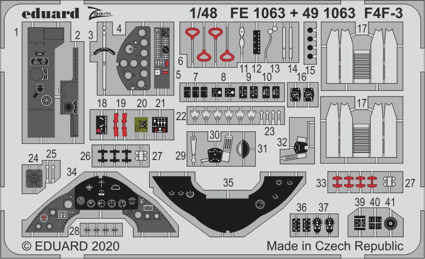 

Фототравление Eduard FE1063 F4F-3 HOBBY BOSS 1/48
