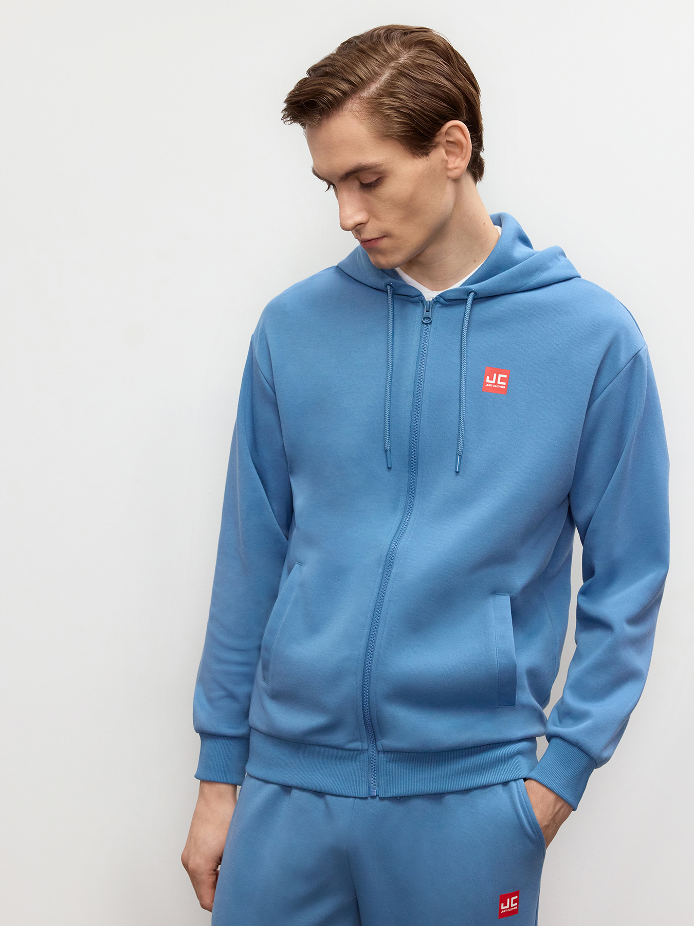 

Толстовка мужская Just Clothes 000000405 голубая 46 RU, Голубой, 000000405