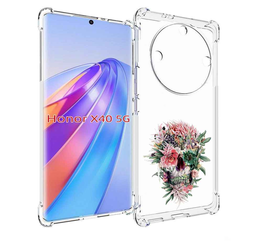 

Чехол MyPads череп из цветов для Honor X40, Прозрачный, Tocco