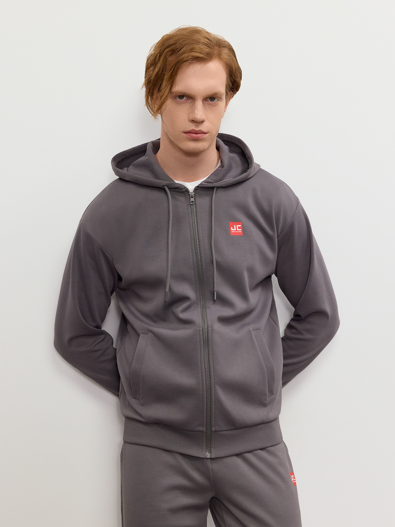 

Толстовка мужская Just Clothes 000000405 серая 52 RU, Серый, 000000405