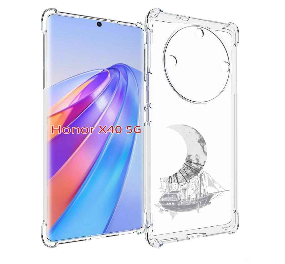 

Чехол MyPads черно белый корабль полумесяц для Honor X40, Прозрачный, Tocco
