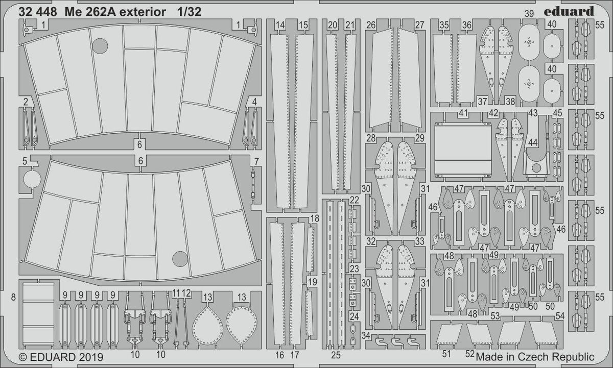 

Фототравление Eduard 32448 Me 262A экстерьер 1/32, Однотонный