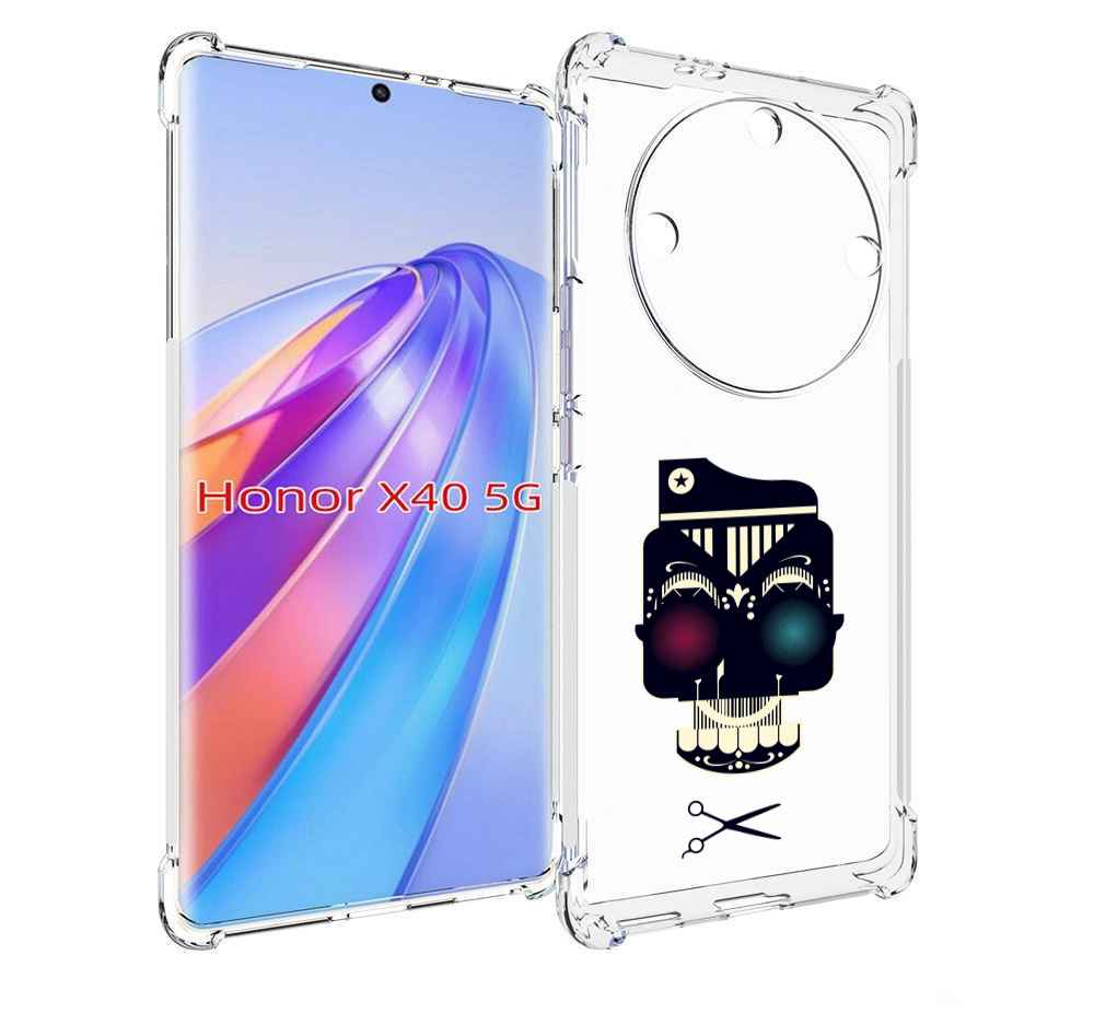 

Чехол MyPads черно белый скелет с яркими глазами для Honor X40, Прозрачный, Tocco