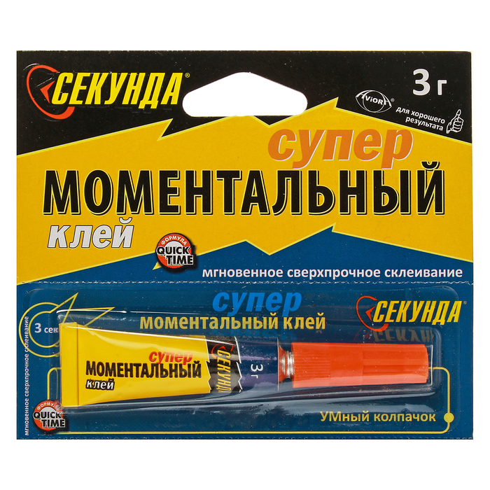 

Моментальный клей Секунда на ленте, 3 г 12 шт