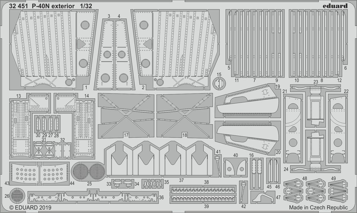 

Фототравление Eduard 32451 Edurad P-40N экстерьер 1/32, Однотонный