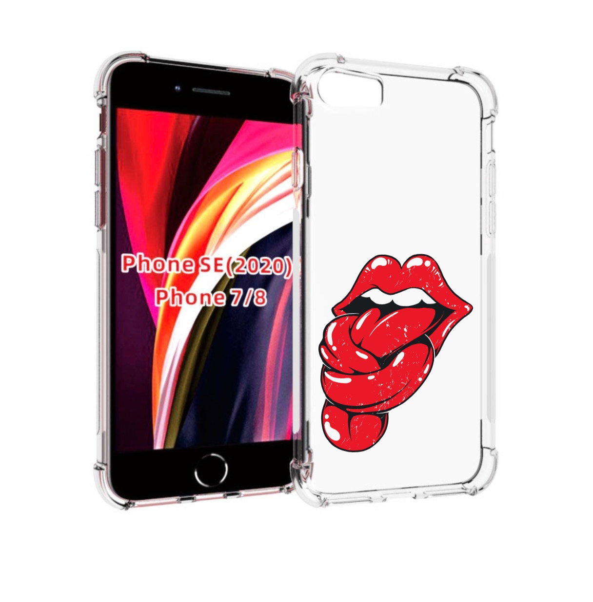 

Чехол MyPads яркие губы с языком для iPhone 7 4.7 / iPhone 8 / iPhone SE 2 (2020), Прозрачный, Tocco