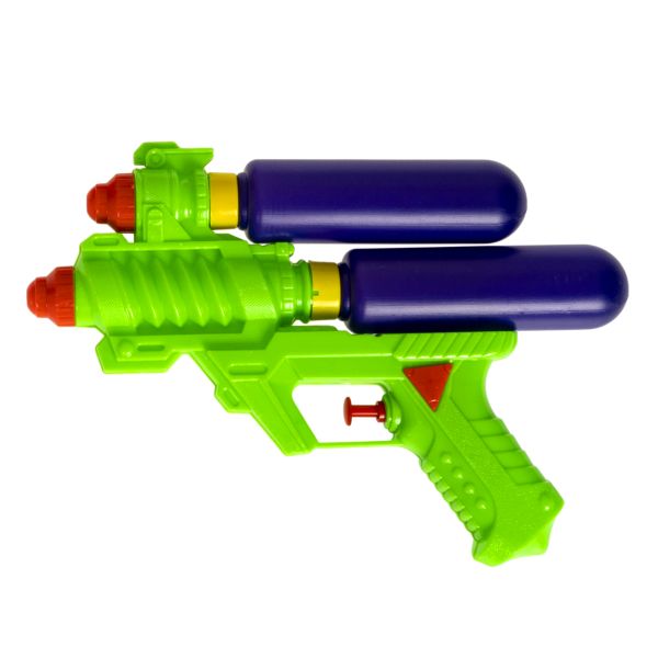 Водный пистолет игрушечный с помпой, 2 ствола, Bondibon Наше Лето, РАС 20х16x4см, зелёный
